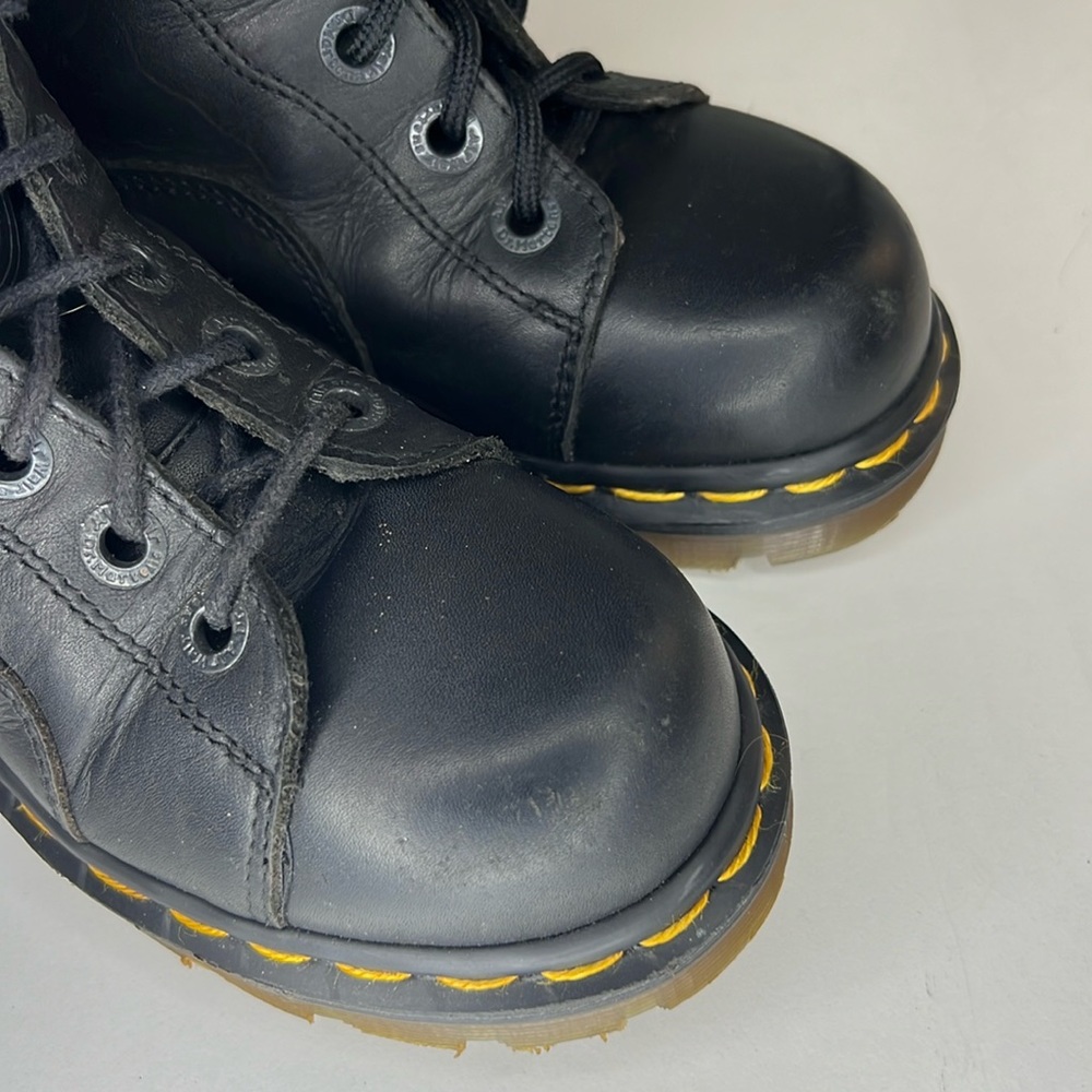 Dr.MARTENS 8444 Lace-up High Top Black Leather Boots Kids Size 13 - Picture 4 of 16